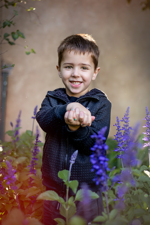 boy in flowers